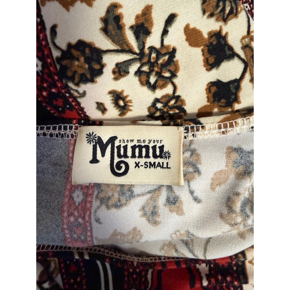 Show Me Your Mumu Mini Tunic Dress women’s XS Red Black Floral Boho Long Sleeve - Picture 3 of 16